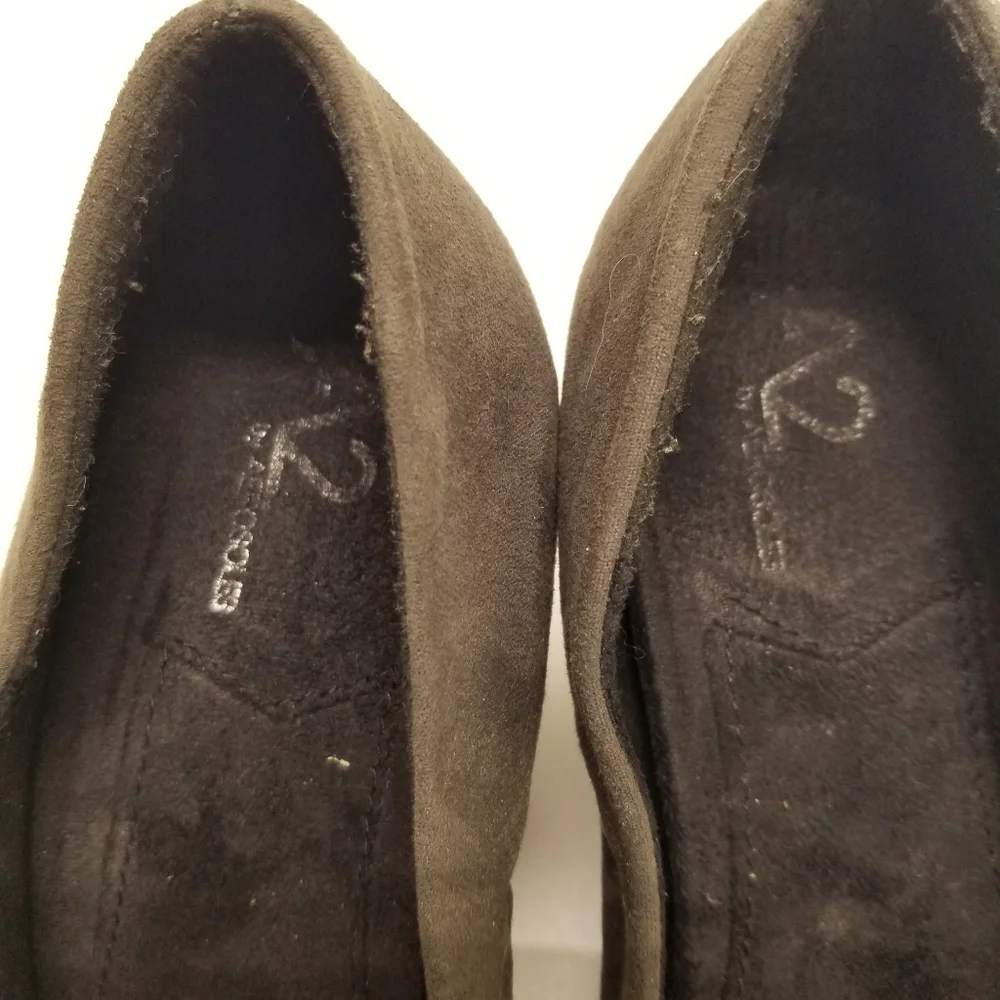 A2 Aerosoles Plumberry Womans Sz 8 Gray Fabric Wedge Loafer Slip On Animal Print